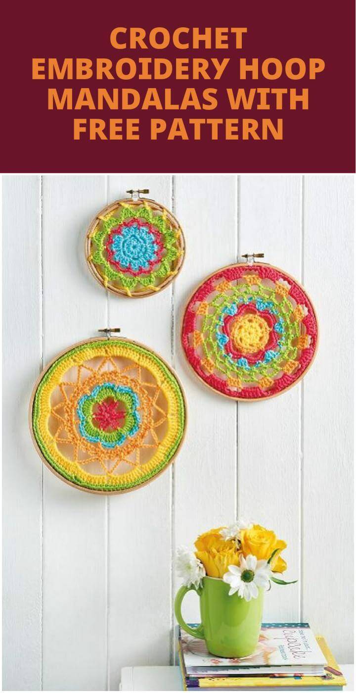crochet embroidery hoop mandalas